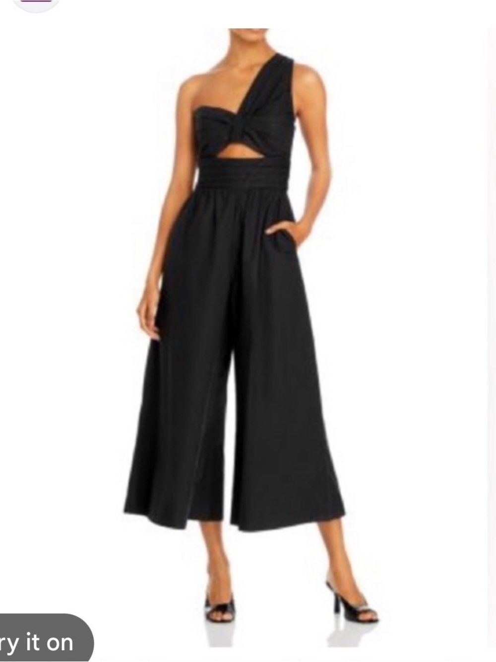 A.L.C. size 2 Black One-Shoulder Wide-Leg Jumpsuit